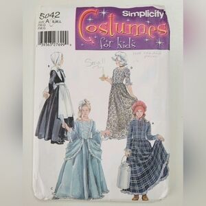 Simplicity Pattern 5042 Costumes Kids 18th +19th Century Sizes S M L